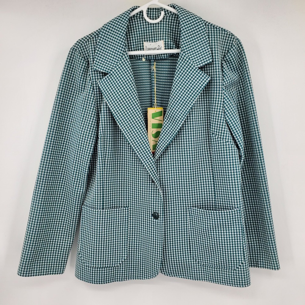 Vintage Cricket Lane Green Gingham Blazer 70s Textured Blazer NWT 20 USA Western